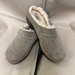 UGG Cream and Gray Suede Slip-Ons